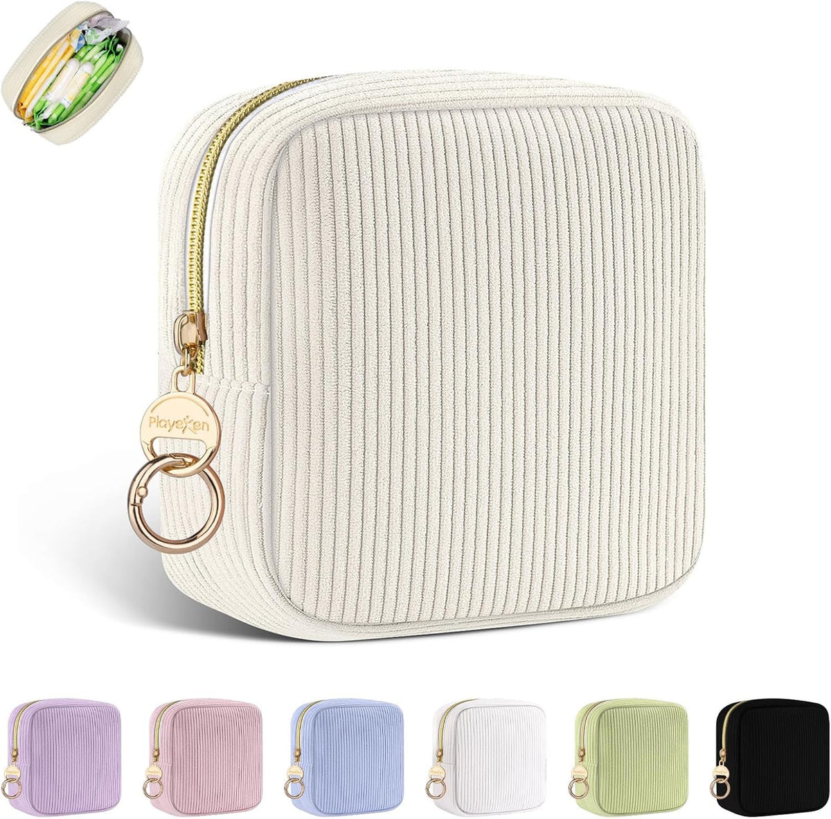 Period Bag for Teen Girls, Corduroy Sanitary Napkin Storage Bag, Menstrual Pad Pouches Tampon Holder for Purse