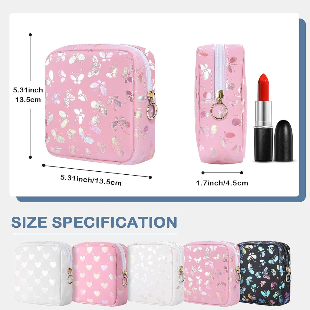 Likesing Period Bag Pouch, Leather Tampon Holder for Purse-Butterfly Pink
