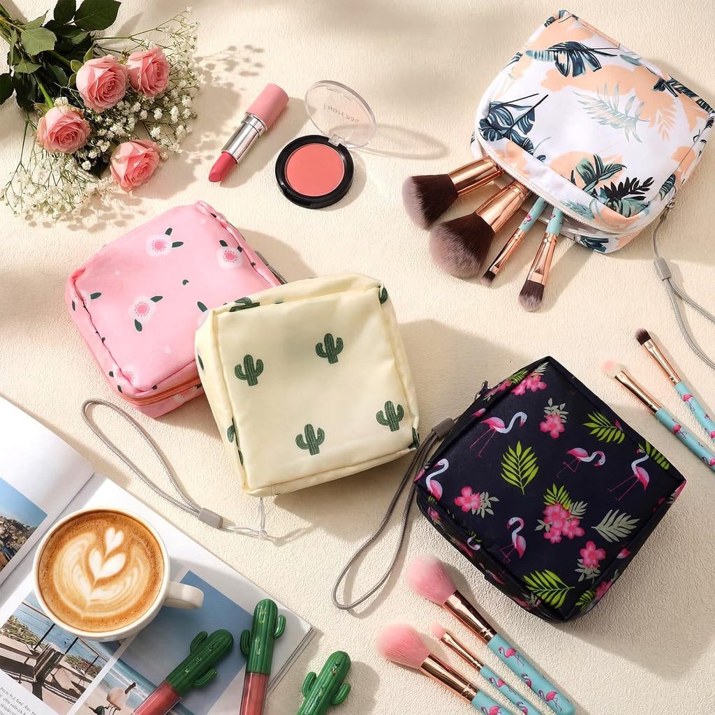 Paterr 12 Pcs Sanitary Napkin Storage Bag Set Portable Period Pouch with Lanyard for Menstrual Pad Bags Back to School First Period Gift for Teen Girls(Chic Style)