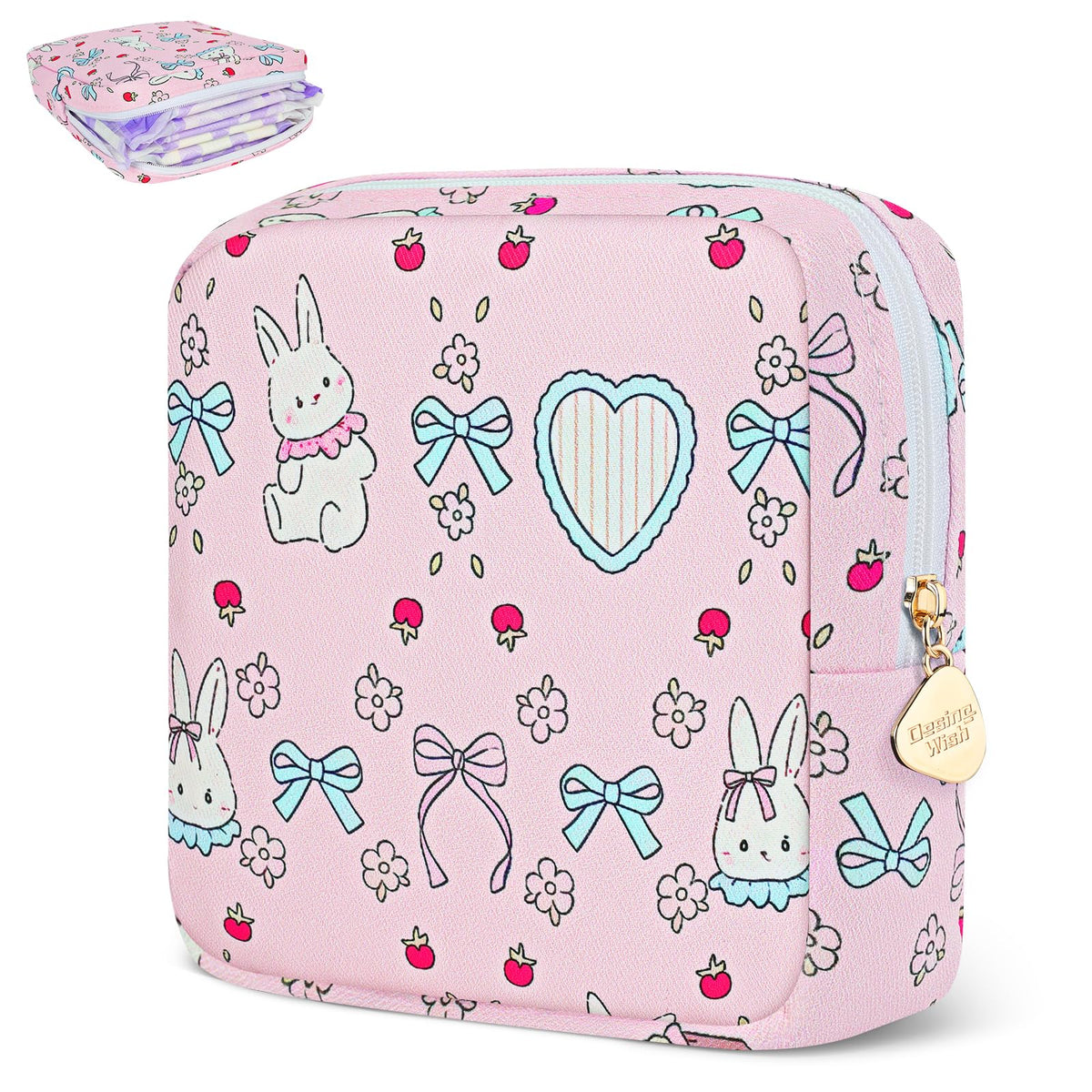 Sanitary Pad Storage Bag Portable Period Bag for Teen Pads/Sanitary Napkins/Small Tampons, Sanitary Napkin Storage Bag First Period Gifts for Teen Girls (Green Dot)