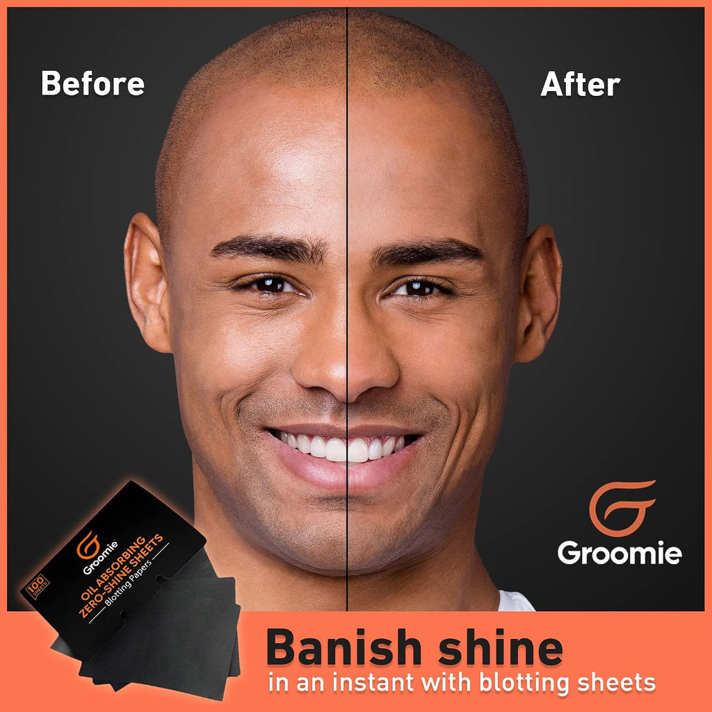 Groomie Oil Absorbing Blotting Sheets with Bamboo Charcoal, 100 Count