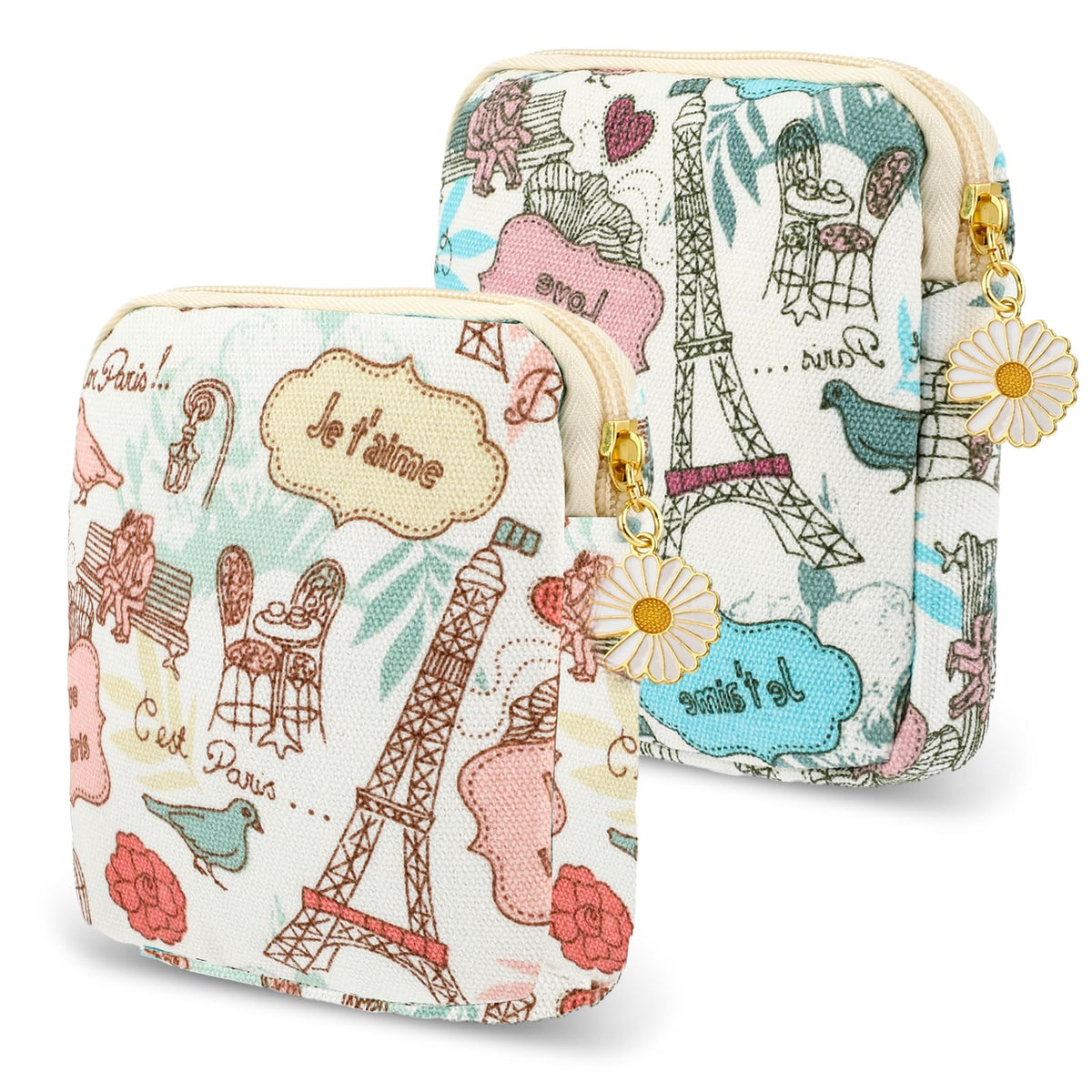 Amabro Sanitary Napkin Storage Bag, 2PCS Period Bags Cute Sanitary Pad