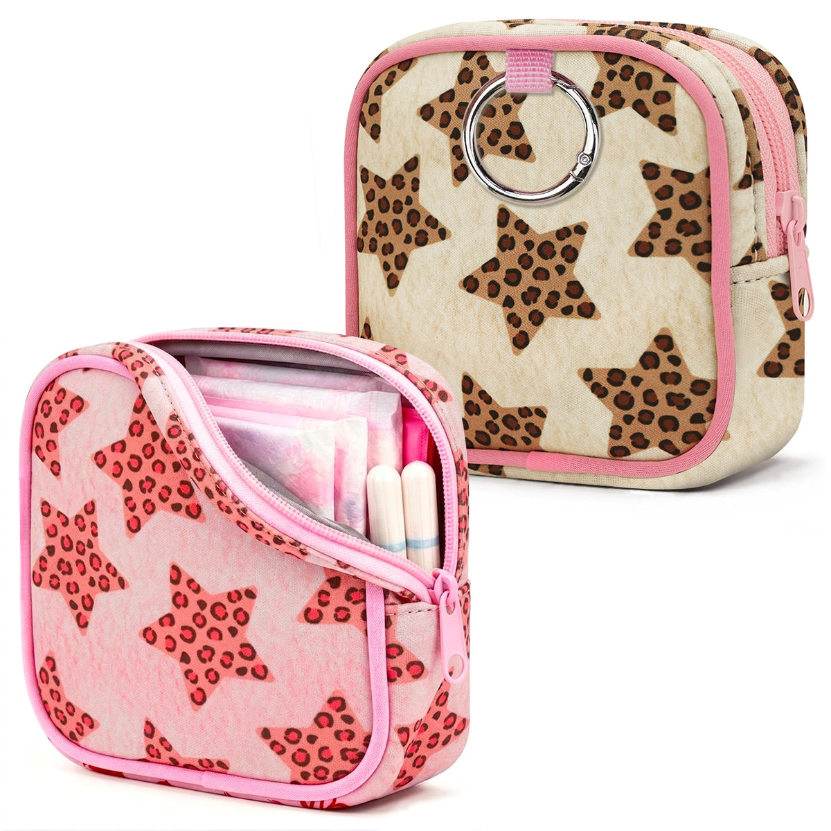 KJQJLY 2 Pack Sanitary Napkin Storage Bag Period Bag with Snap Hook