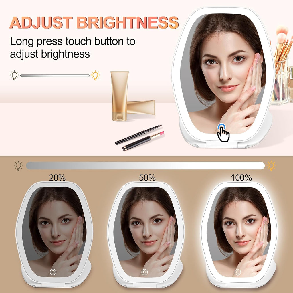 COSYGLOW Travel Makeup Mirror with Light, Portable Hexagon Vanity Mirror