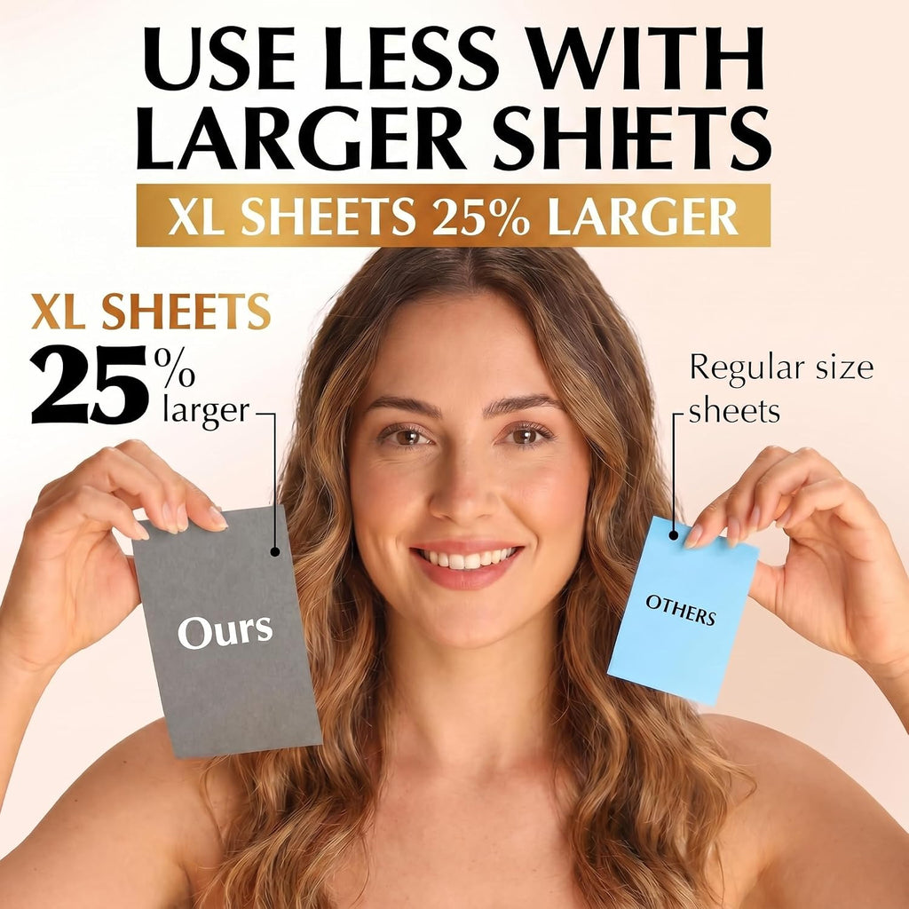 Natural Oil Blotting Sheets for Face - 25% Larger - 3pk/300 Makeup Friendly Oil Absorbing Sheets for Face - Easy Dispensing Blotting Papers - Perfect for Keeping in Purse