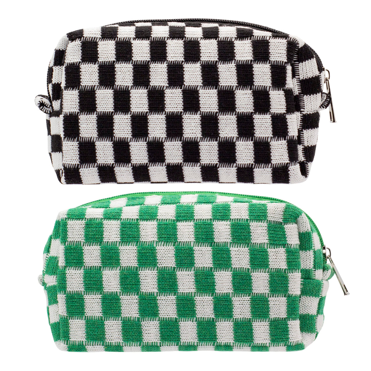 PAZIMIIK Checkered Makeup Bag for Purse Portable Zipper Make Up Pouch Small Cosmetic Case for Travel Accessories (Hotpink)