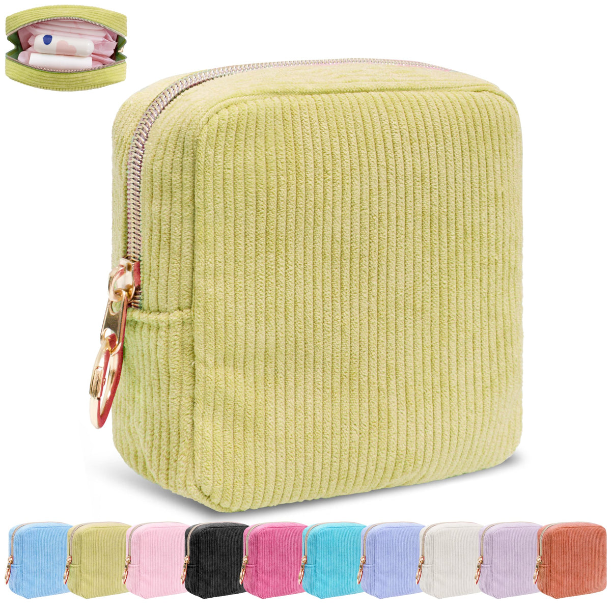 Period Bag for Girls,Corduroy Sanitary Napkin Storage Bag
