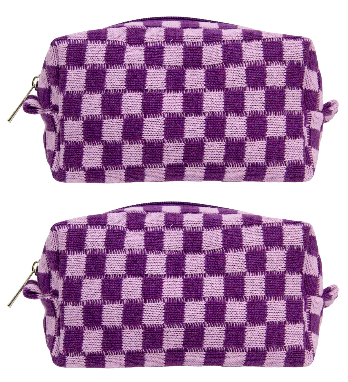 PAZIMIIK Checkered Makeup Bag for Purse Portable Zipper Make Up Pouch Small Cosmetic Case for Travel Accessories (Hotpink)