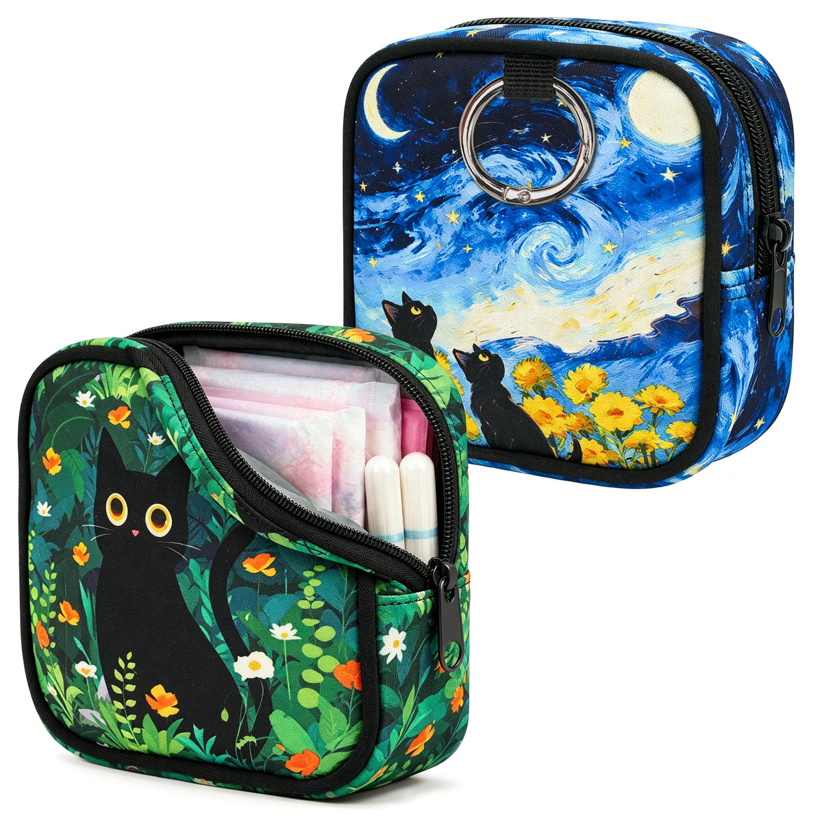 KJQJLY 2 Pack Sanitary Napkin Storage Bag Period Bag with Snap Hook