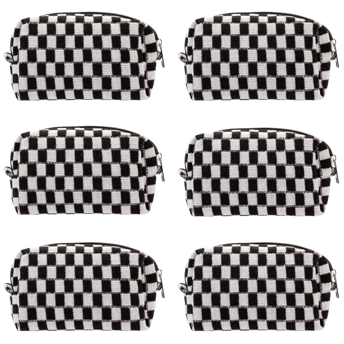 PAZIMIIK Checkered Makeup Bag for Purse Portable Zipper Make Up Pouch Small Cosmetic Case for Travel Accessories (Hotpink)
