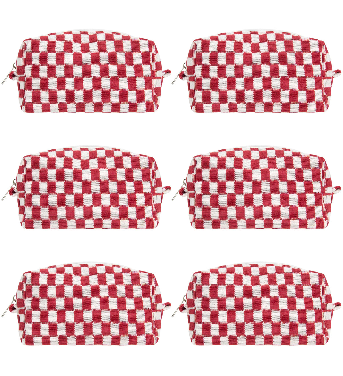 PAZIMIIK Checkered Makeup Bag for Purse Portable Zipper Make Up Pouch Small Cosmetic Case for Travel Accessories (Hotpink)