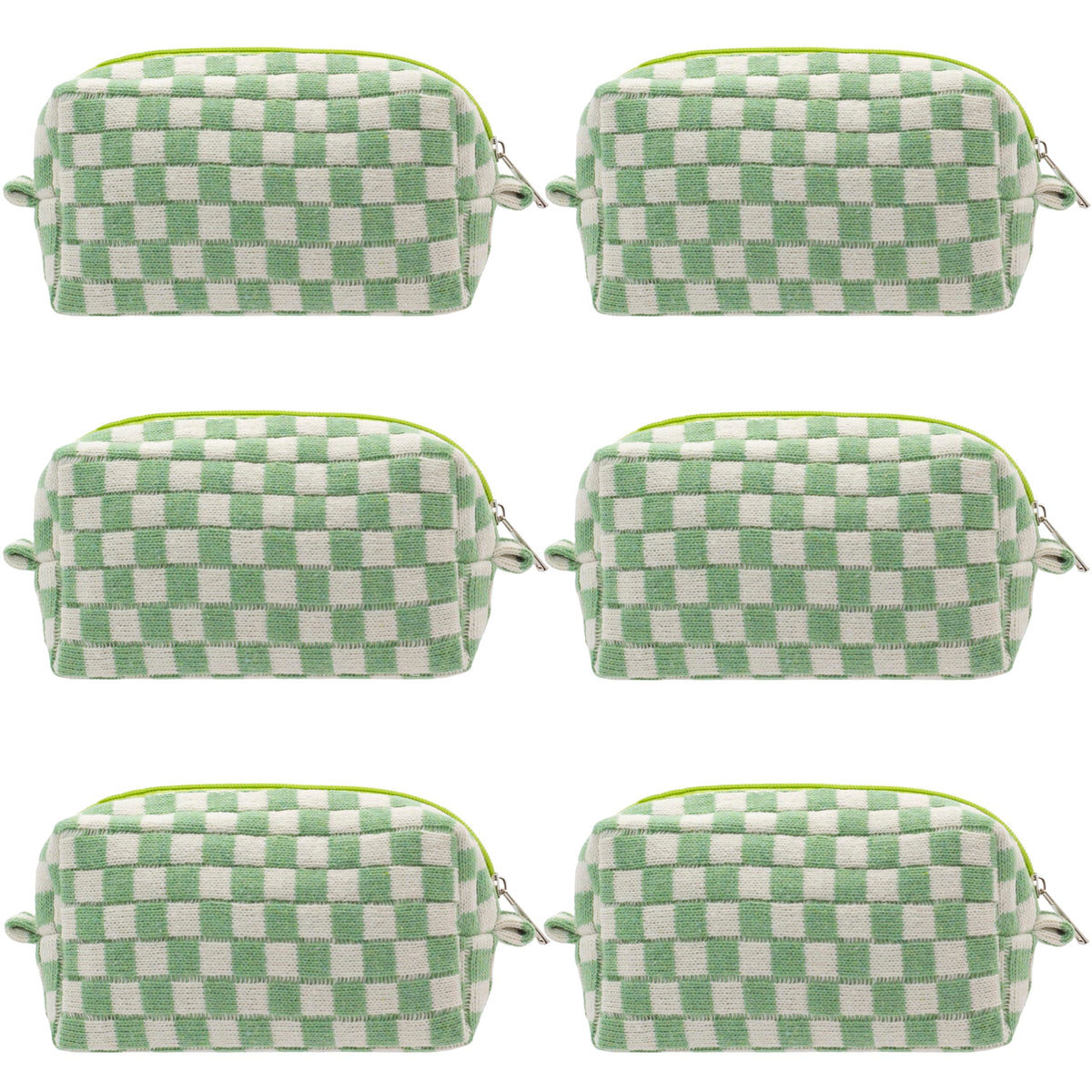 PAZIMIIK Checkered Makeup Bag for Purse Portable Zipper Make Up Pouch Small Cosmetic Case for Travel Accessories (Hotpink)