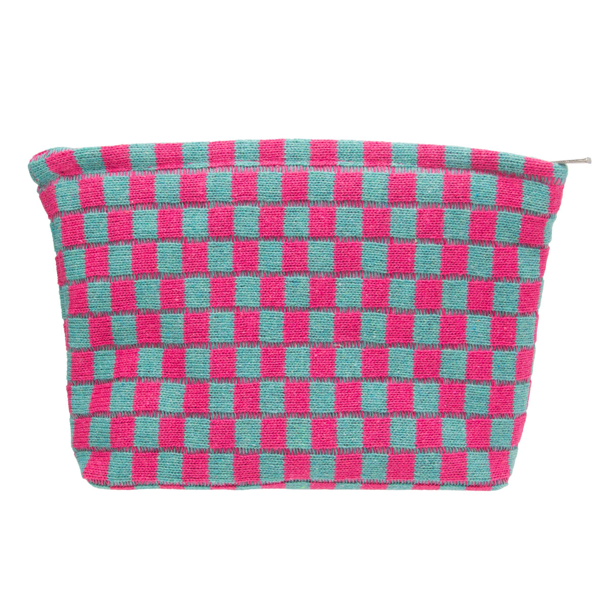 PAZIMIIK Checkered Makeup Bag for Purse Portable Zipper Make Up Pouch Small Cosmetic Case for Travel Accessories (Hotpink)