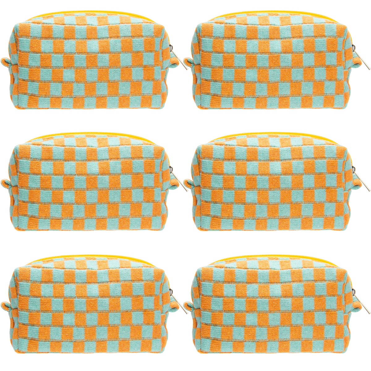 PAZIMIIK Checkered Makeup Bag for Purse Portable Zipper Make Up Pouch Small Cosmetic Case for Travel Accessories (Hotpink)