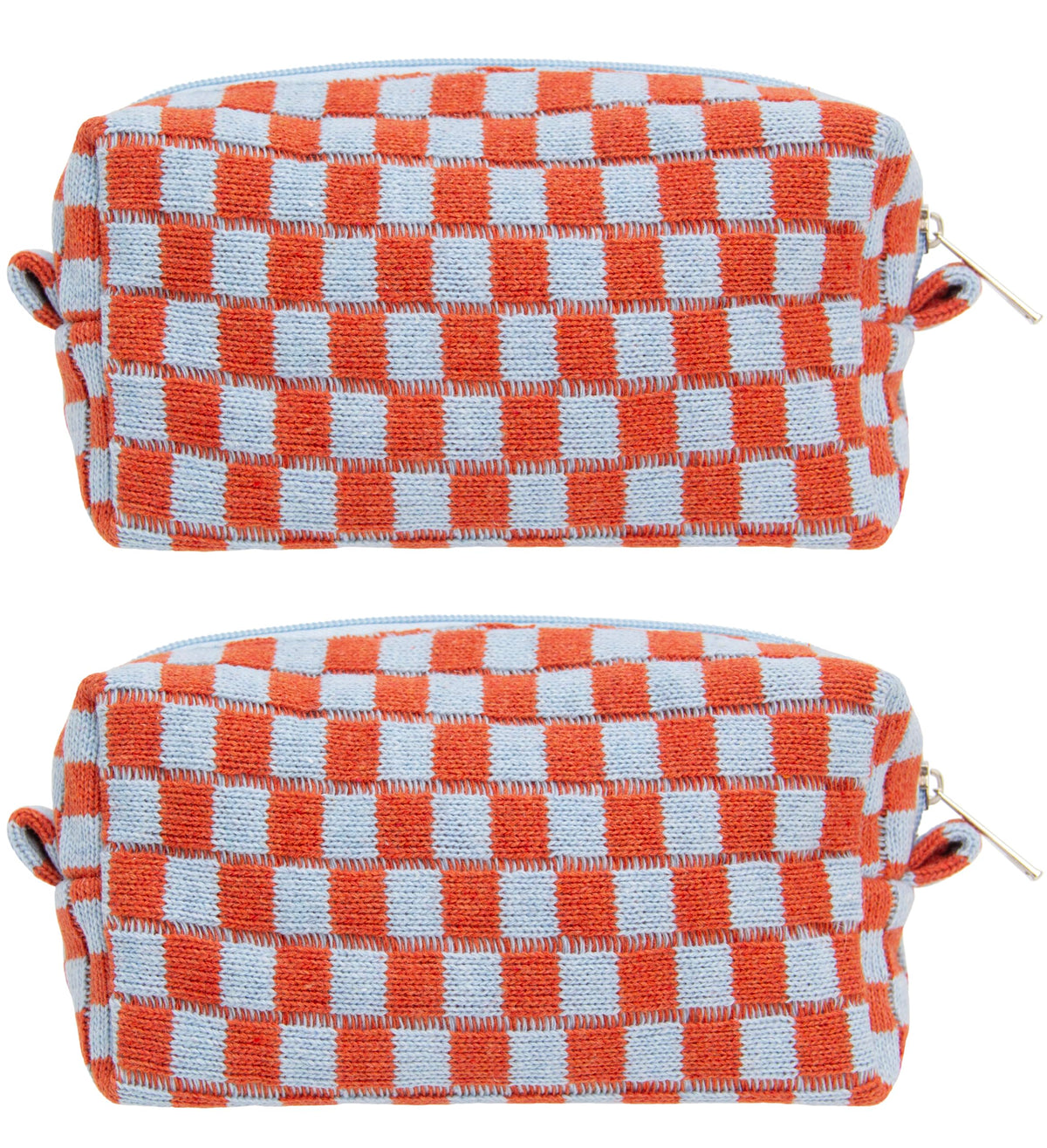 PAZIMIIK Checkered Makeup Bag for Purse Portable Zipper Make Up Pouch Small Cosmetic Case for Travel Accessories (Hotpink)