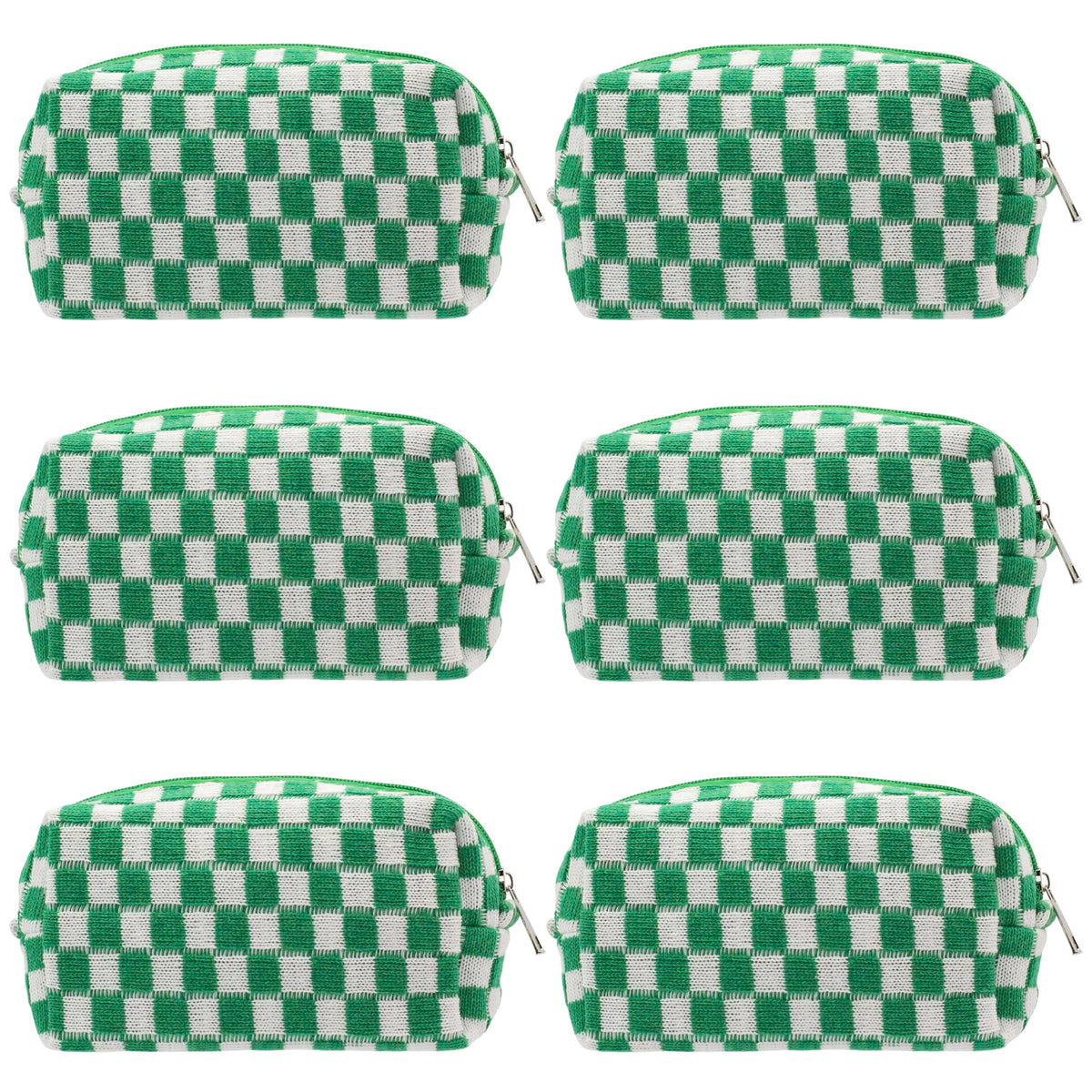 PAZIMIIK Checkered Makeup Bag for Purse Portable Zipper Make Up Pouch Small Cosmetic Case for Travel Accessories (Hotpink)