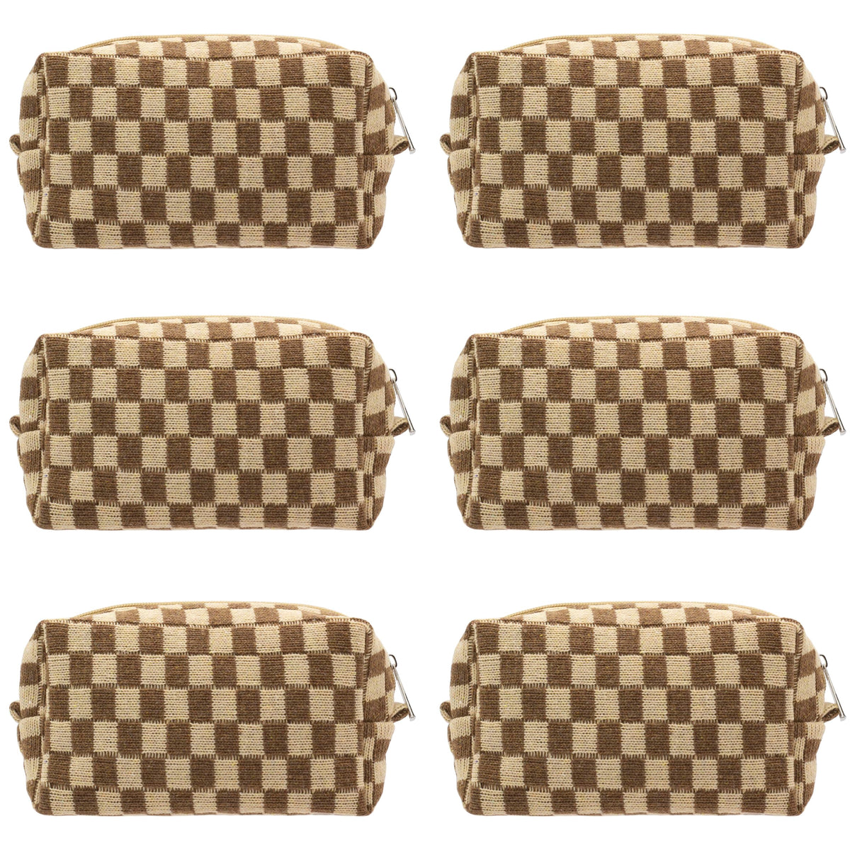 PAZIMIIK Checkered Makeup Bag for Purse Portable Zipper Make Up Pouch Small Cosmetic Case for Travel Accessories (Hotpink)