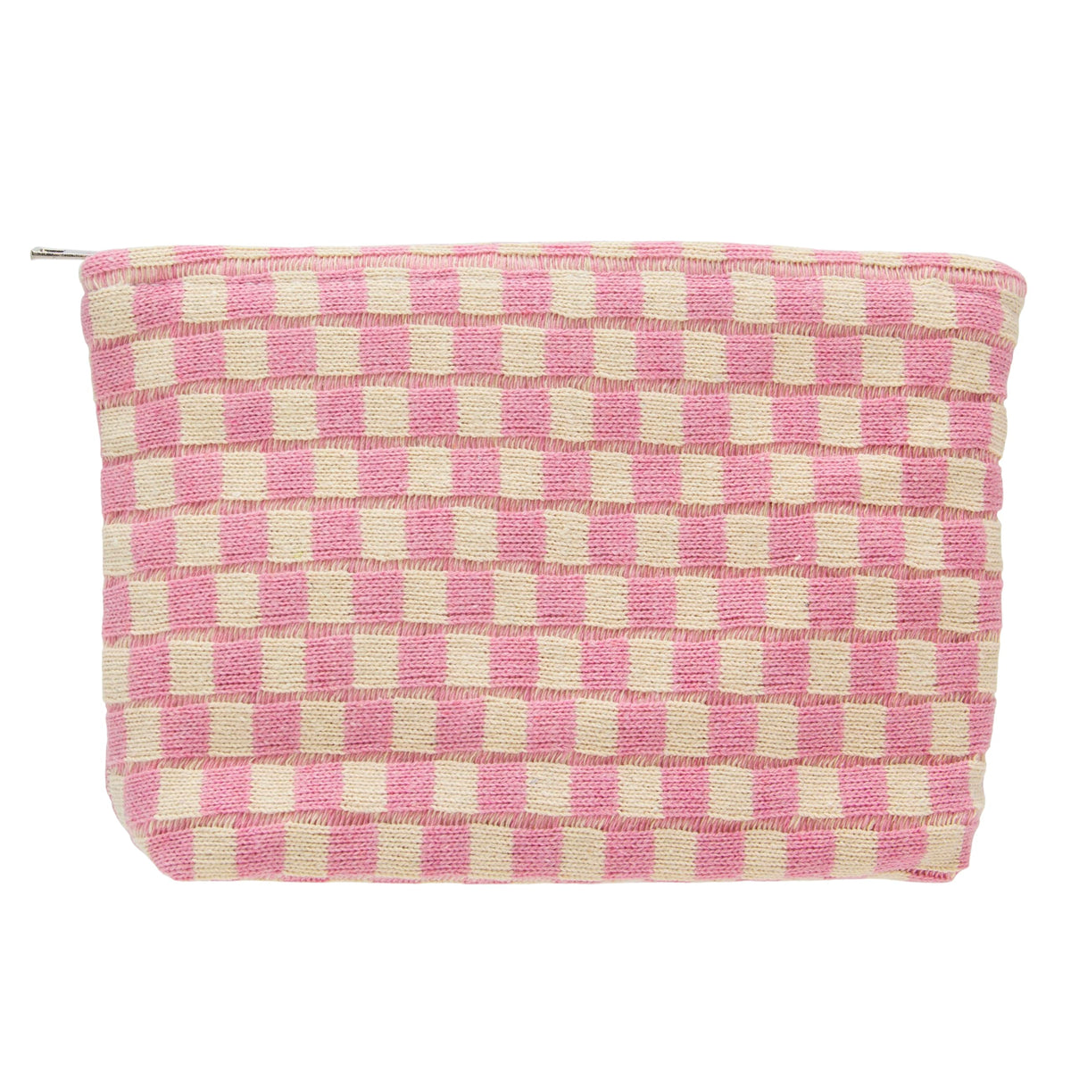PAZIMIIK Checkered Makeup Bag for Purse Portable Zipper Make Up Pouch Small Cosmetic Case for Travel Accessories (Hotpink)