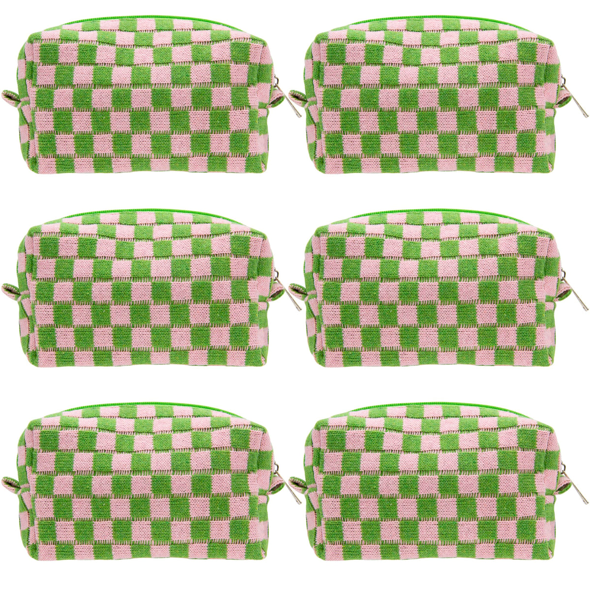 PAZIMIIK Checkered Makeup Bag for Purse Portable Zipper Make Up Pouch Small Cosmetic Case for Travel Accessories (Hotpink)