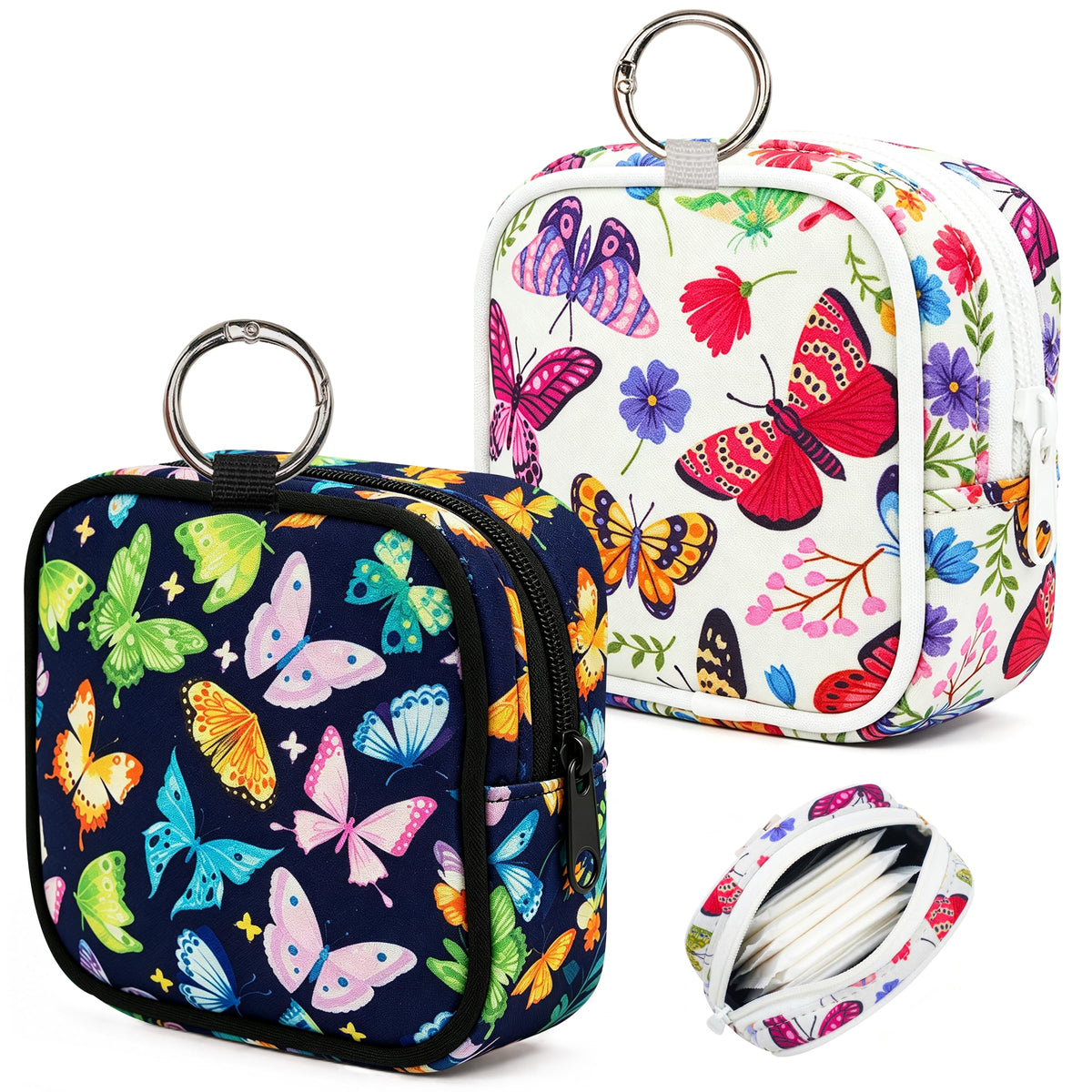 KJQJLY 2 Pack Sanitary Napkin Storage Bag Period Bag with Snap Hook