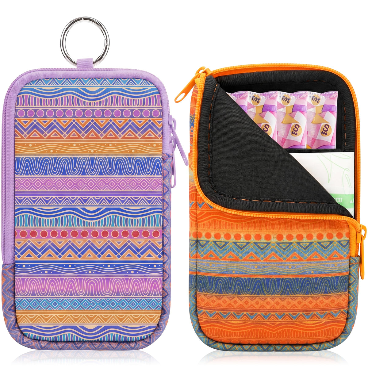KJQJLY 2 Pack Portable Tampon Organizer Bag Tampon Holder & Storage Case with Zipper for Travel, Discreet Period Bag for Purse, Waterproof Feminine Products Pouch for Women (Checkered)