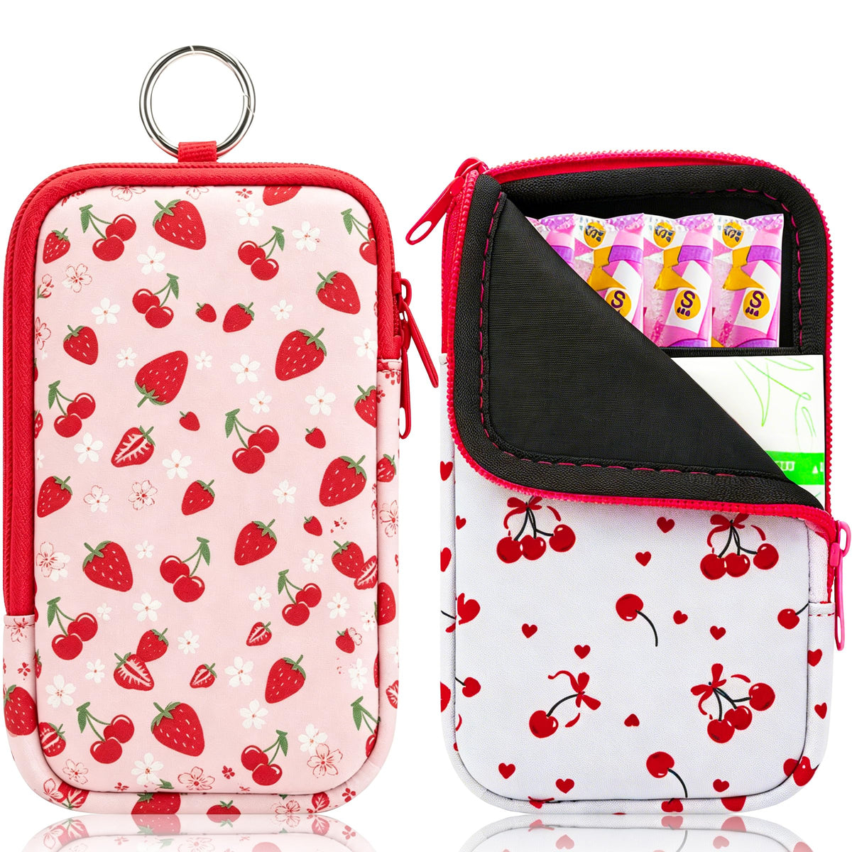 KJQJLY 2 Pack Portable Tampon Organizer Bag Tampon Holder & Storage Case with Zipper for Travel, Discreet Period Bag for Purse, Waterproof Feminine Products Pouch for Women (Checkered)