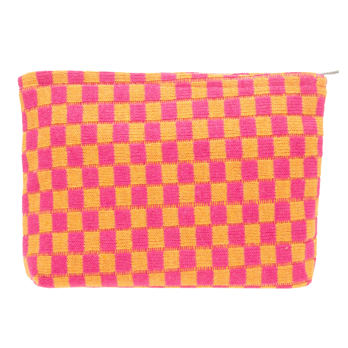 PAZIMIIK Checkered Makeup Bag for Purse Portable Zipper Make Up Pouch Small Cosmetic Case for Travel Accessories (Hotpink)