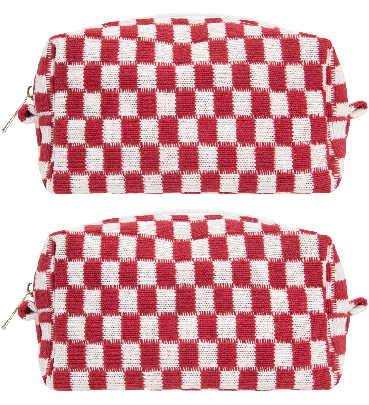 PAZIMIIK Checkered Makeup Bag for Purse Portable Zipper Make Up Pouch Small Cosmetic Case for Travel Accessories (Hotpink)