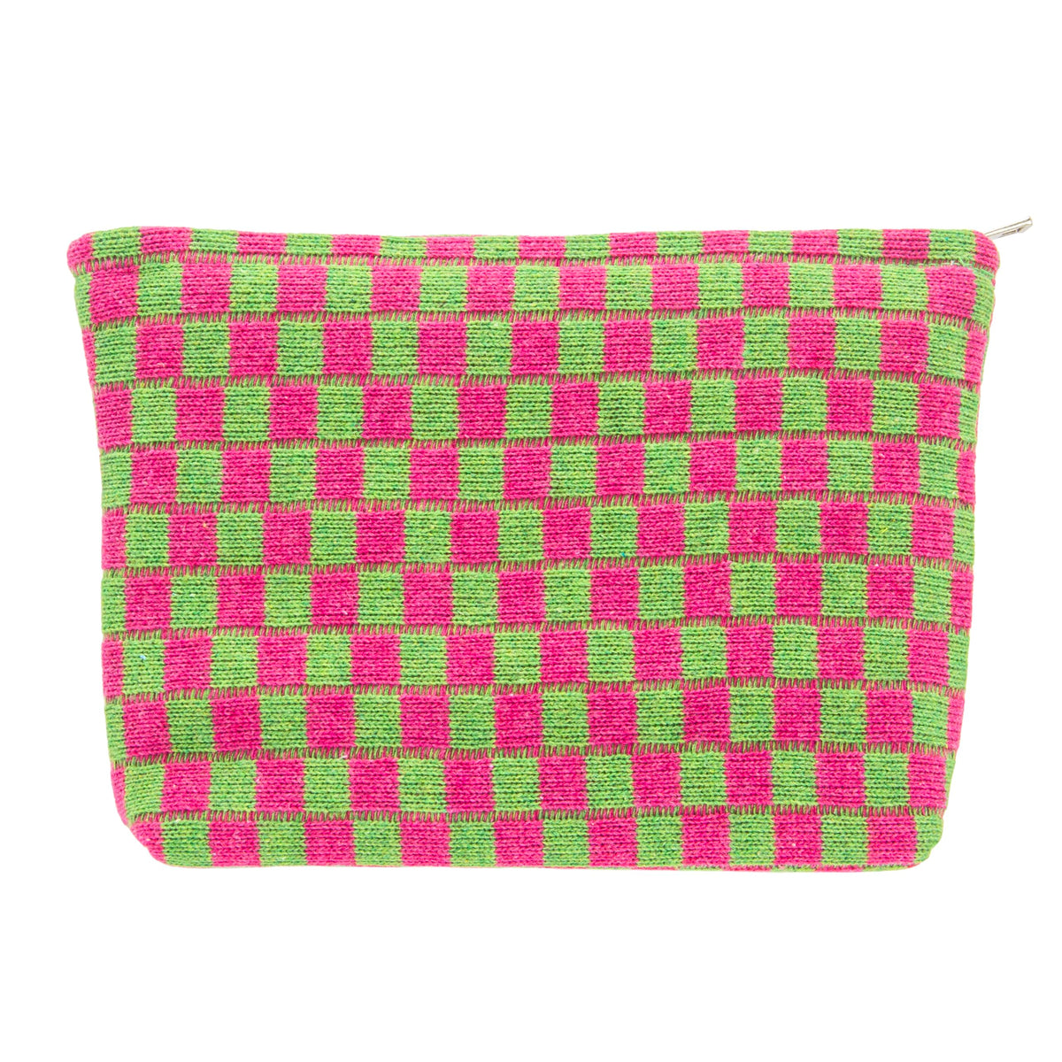 PAZIMIIK Checkered Makeup Bag for Purse Portable Zipper Make Up Pouch Small Cosmetic Case for Travel Accessories (Hotpink)