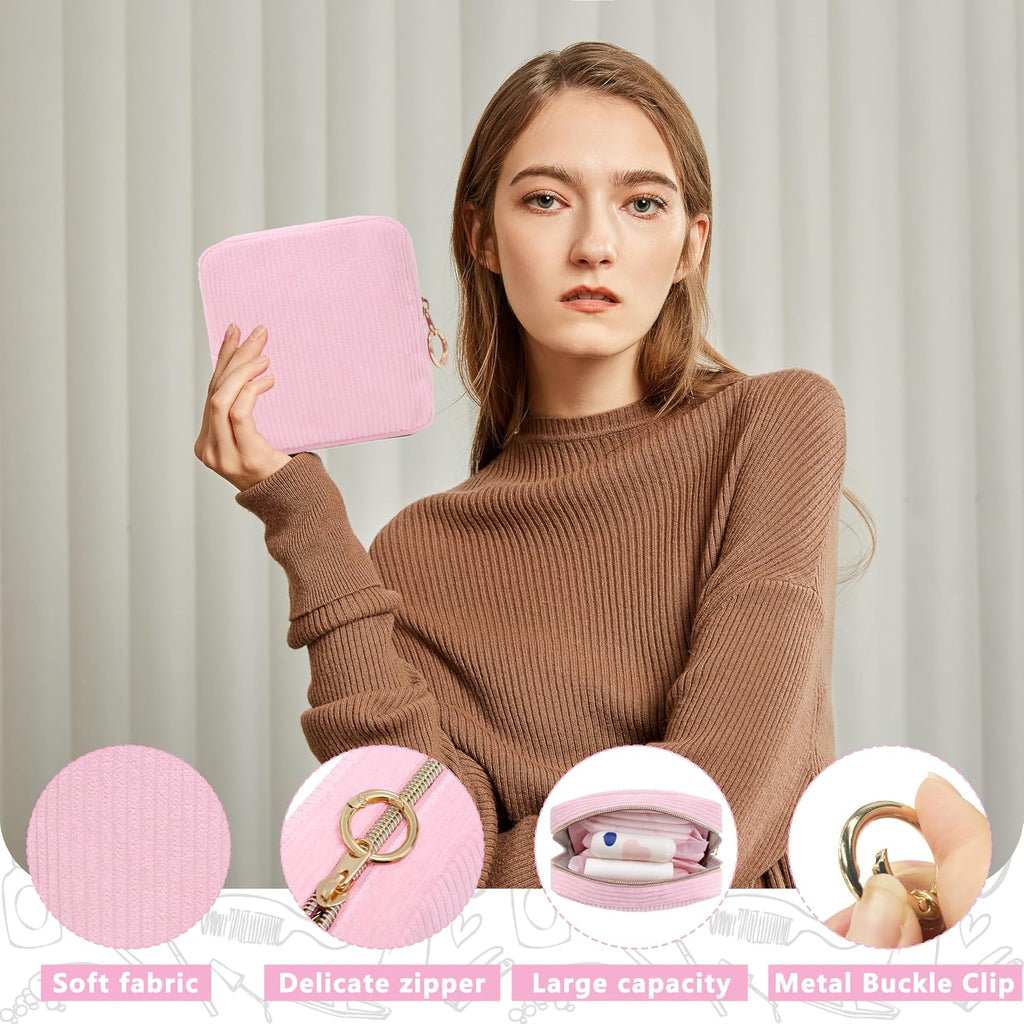 Period Bag for Girls,Corduroy Sanitary Napkin Storage Bag