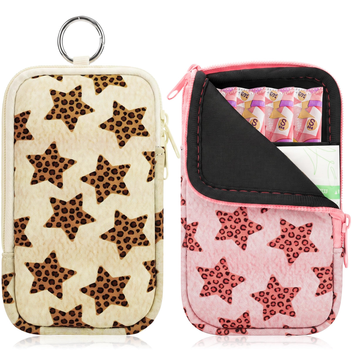 KJQJLY 2 Pack Portable Tampon Organizer Bag Tampon Holder & Storage Case with Zipper for Travel, Discreet Period Bag for Purse, Waterproof Feminine Products Pouch for Women (Checkered)