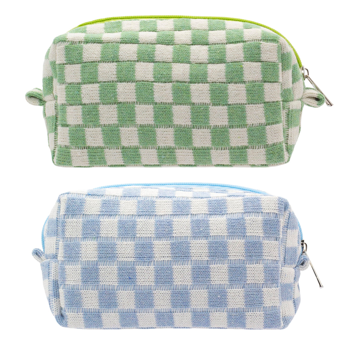 PAZIMIIK Checkered Makeup Bag for Purse Portable Zipper Make Up Pouch Small Cosmetic Case for Travel Accessories (Hotpink)