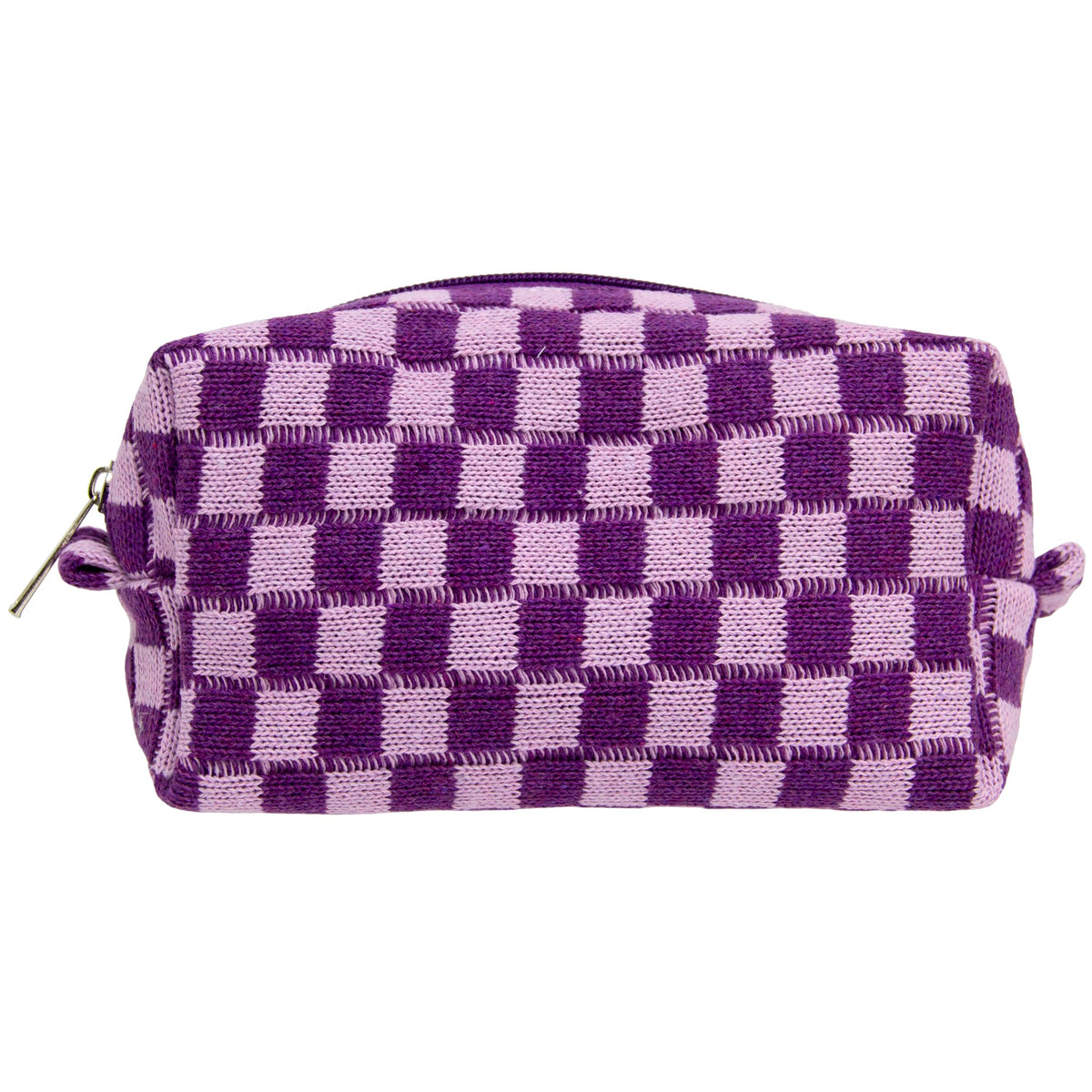 PAZIMIIK Checkered Makeup Bag for Purse Portable Zipper Make Up Pouch Small Cosmetic Case for Travel Accessories (Hotpink)
