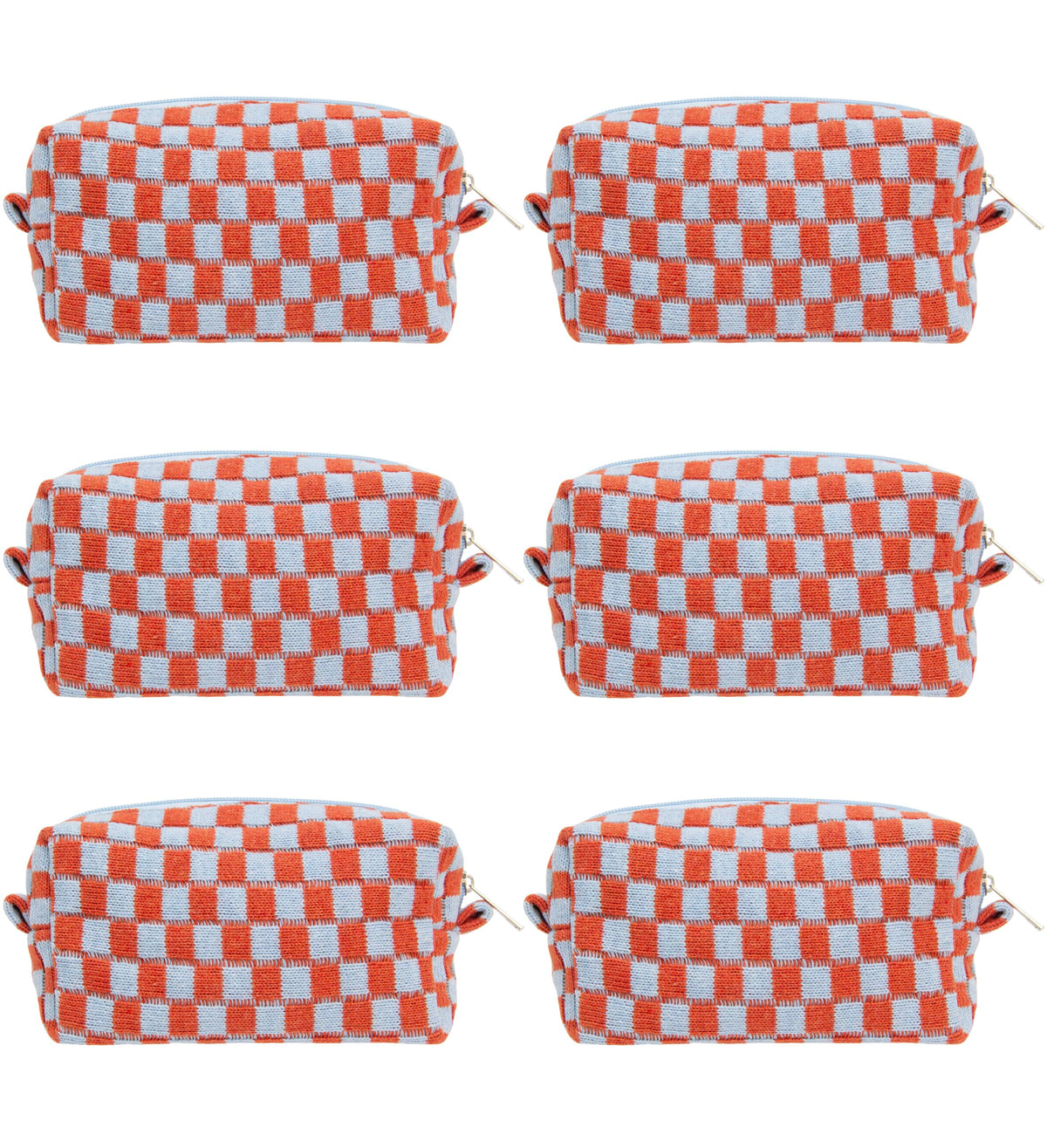 PAZIMIIK Checkered Makeup Bag for Purse Portable Zipper Make Up Pouch Small Cosmetic Case for Travel Accessories (Hotpink)