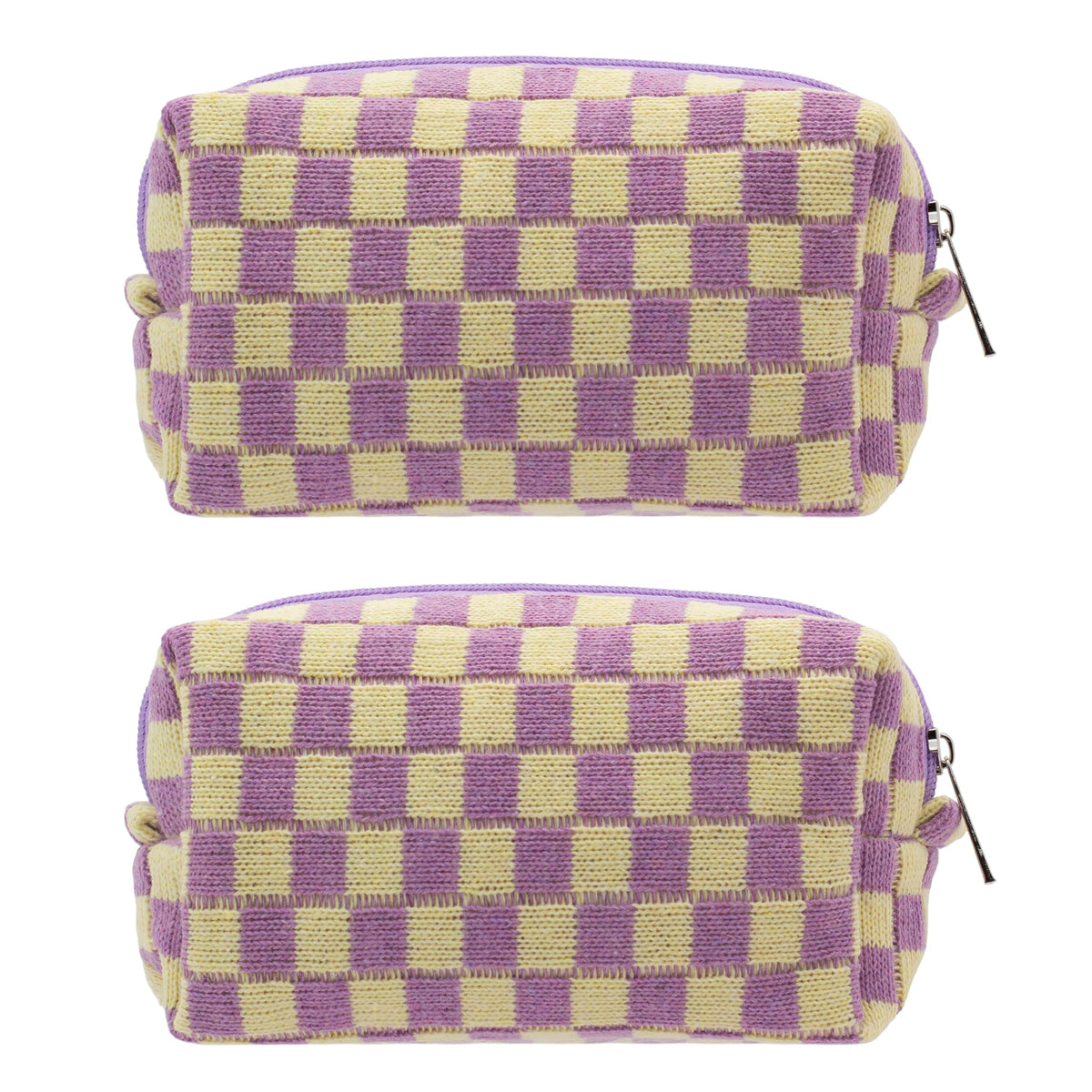 PAZIMIIK Checkered Makeup Bag for Purse Portable Zipper Make Up Pouch Small Cosmetic Case for Travel Accessories (Hotpink)