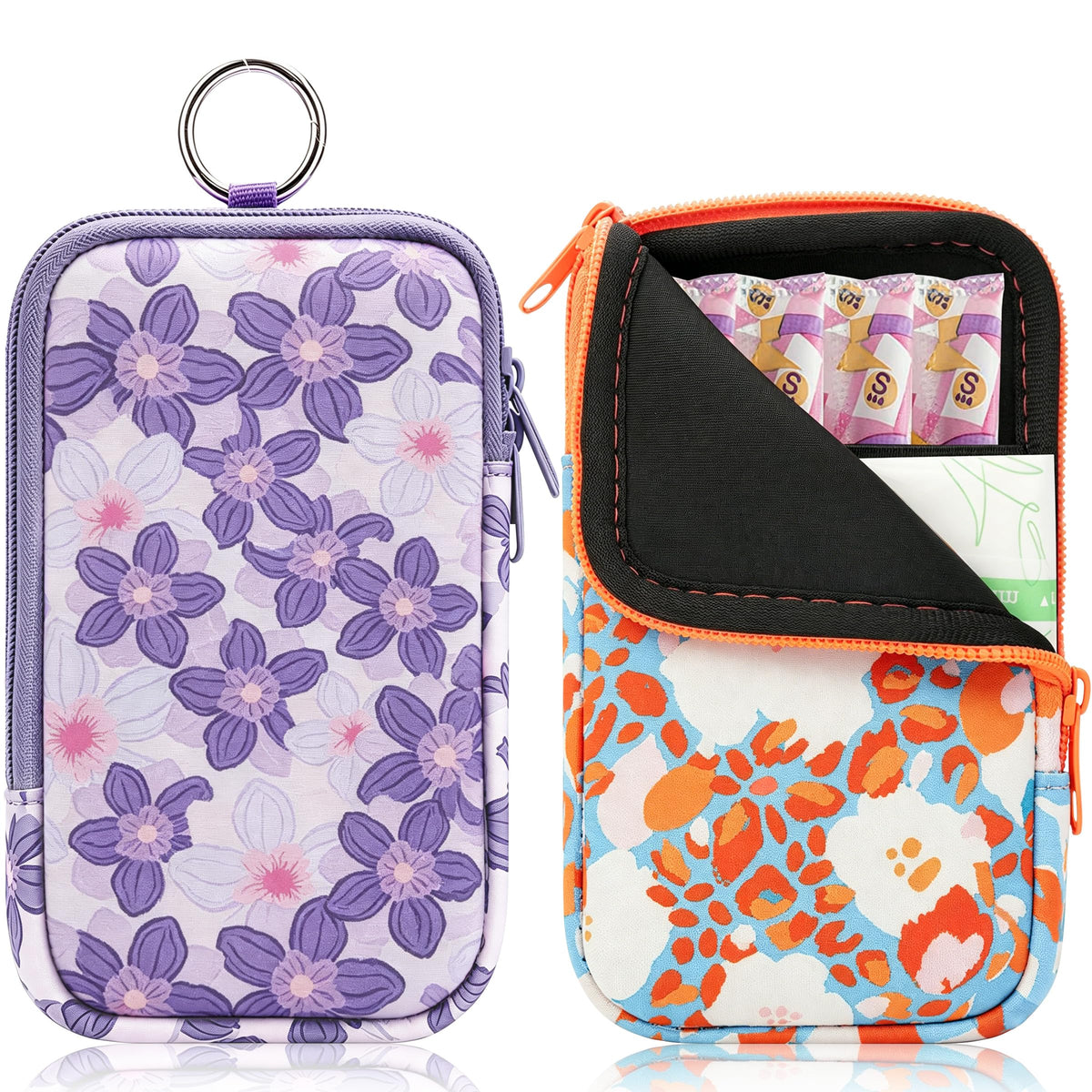 KJQJLY 2 Pack Portable Tampon Organizer Bag Tampon Holder & Storage Case with Zipper for Travel, Discreet Period Bag for Purse, Waterproof Feminine Products Pouch for Women (Checkered)