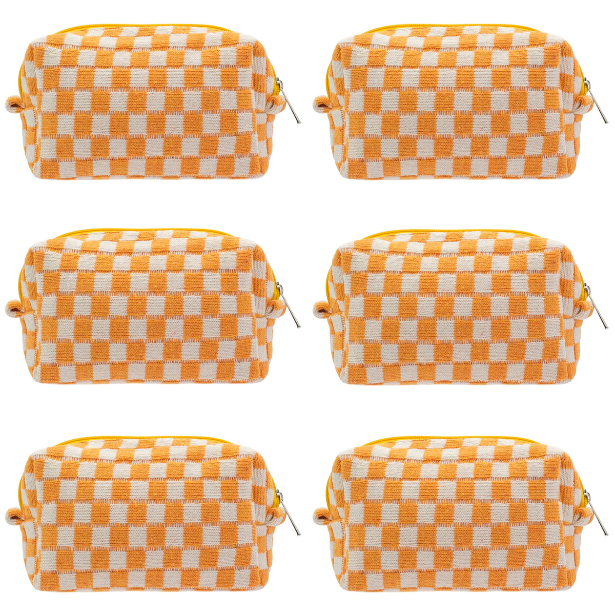 PAZIMIIK Checkered Makeup Bag for Purse Portable Zipper Make Up Pouch Small Cosmetic Case for Travel Accessories (Hotpink)