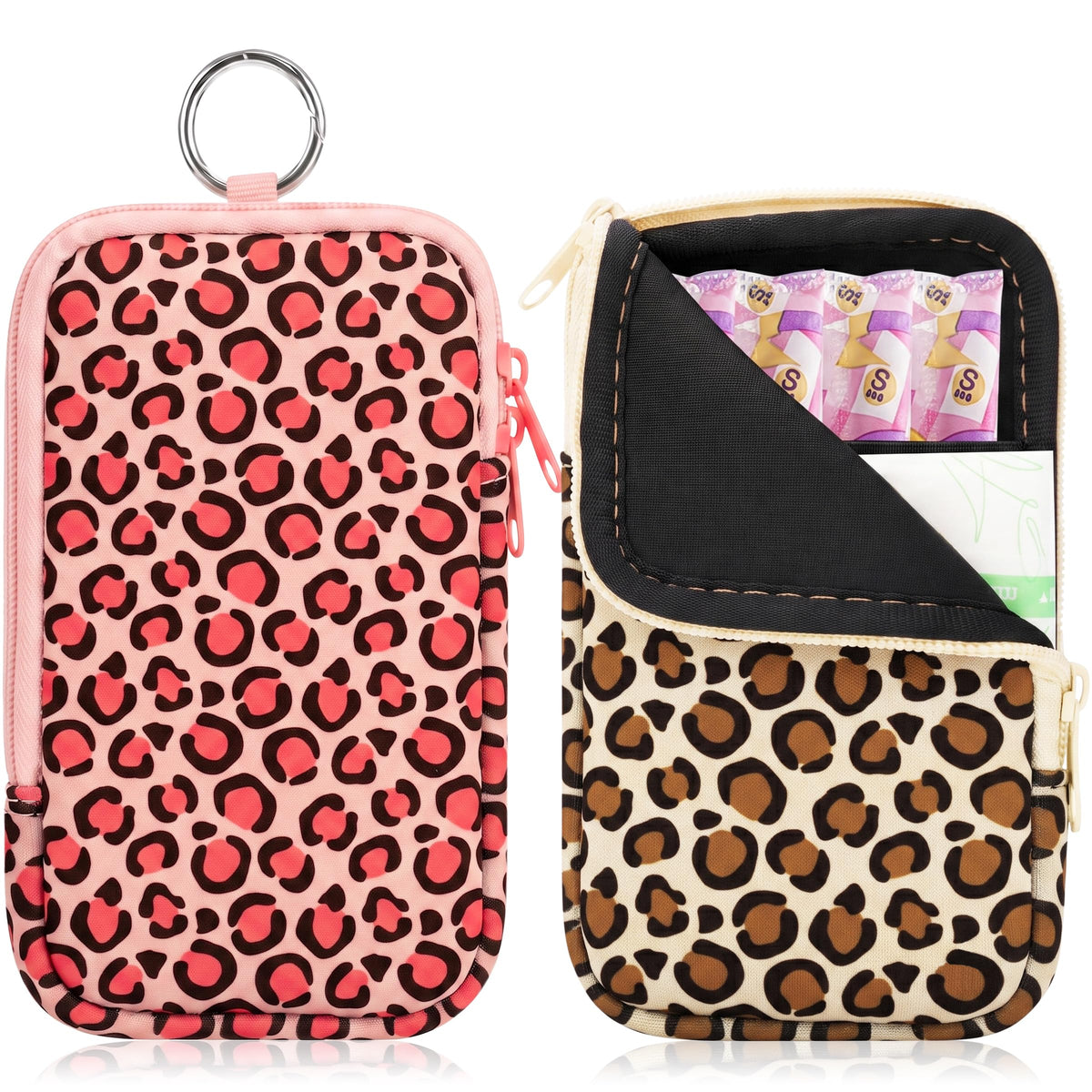 KJQJLY 2 Pack Portable Tampon Organizer Bag Tampon Holder & Storage Case with Zipper for Travel, Discreet Period Bag for Purse, Waterproof Feminine Products Pouch for Women (Checkered)