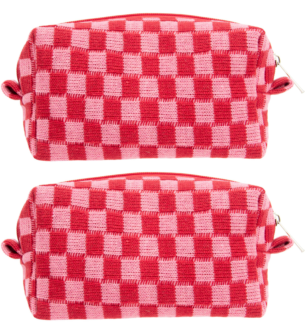 PAZIMIIK Checkered Makeup Bag for Purse Portable Zipper Make Up Pouch Small Cosmetic Case for Travel Accessories (Hotpink)