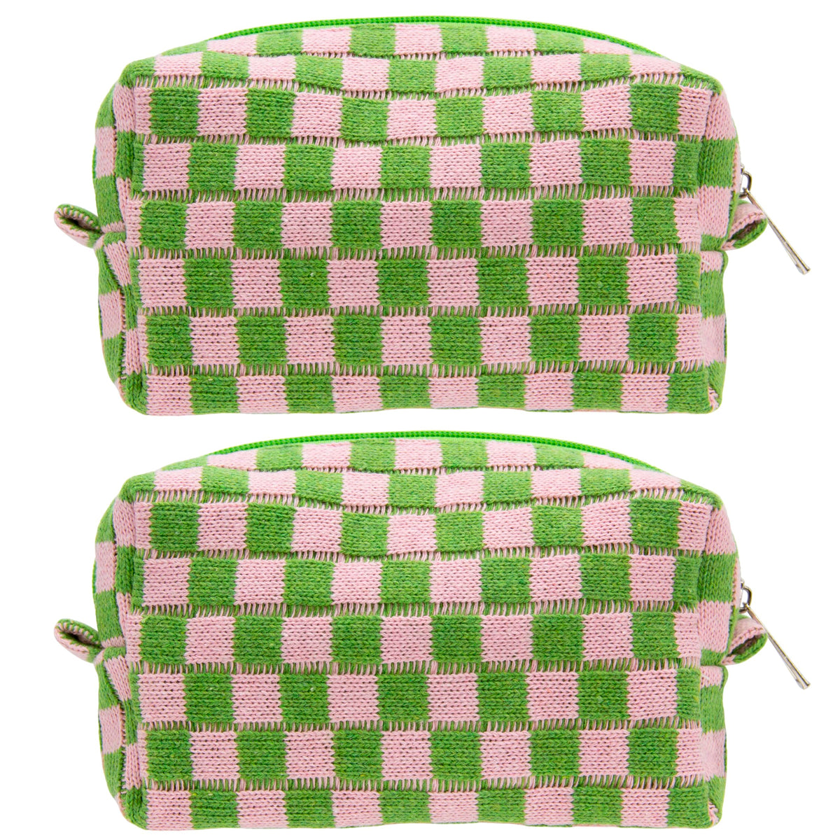PAZIMIIK Checkered Makeup Bag for Purse Portable Zipper Make Up Pouch Small Cosmetic Case for Travel Accessories (Hotpink)