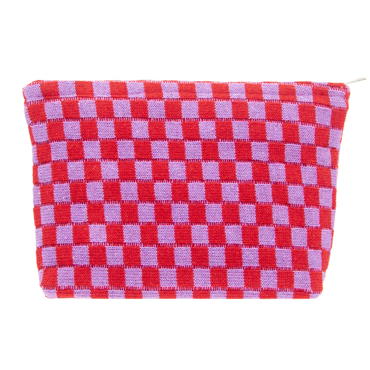 PAZIMIIK Checkered Makeup Bag for Purse Portable Zipper Make Up Pouch Small Cosmetic Case for Travel Accessories (Hotpink)