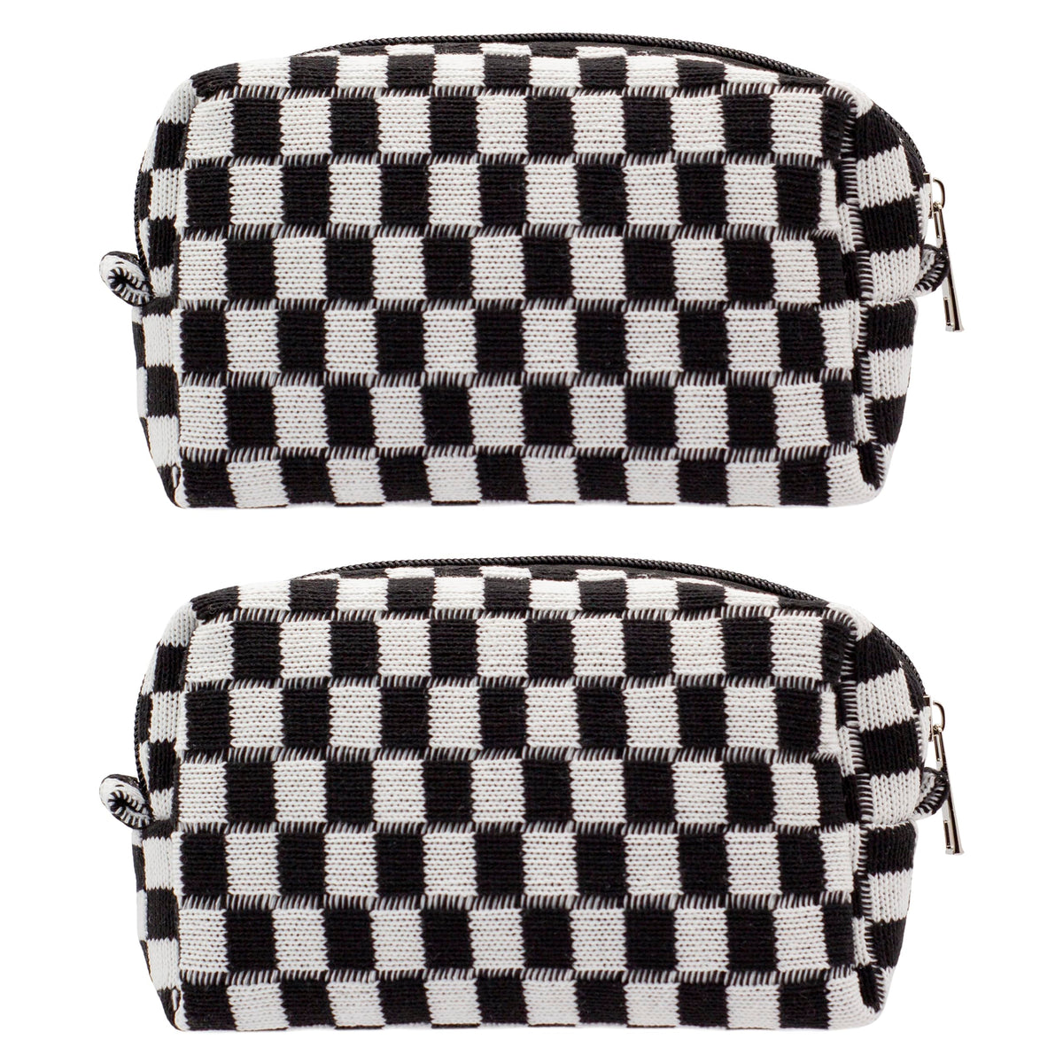 PAZIMIIK Checkered Makeup Bag for Purse Portable Zipper Make Up Pouch Small Cosmetic Case for Travel Accessories (Hotpink)