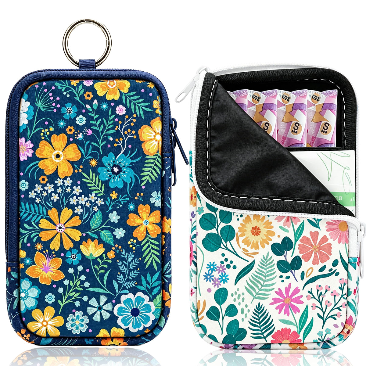 KJQJLY 2 Pack Portable Tampon Organizer Bag Tampon Holder & Storage Case with Zipper for Travel, Discreet Period Bag for Purse, Waterproof Feminine Products Pouch for Women (Checkered)