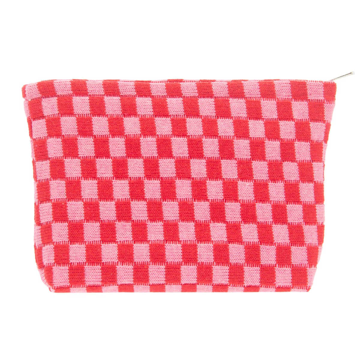 PAZIMIIK Checkered Makeup Bag for Purse Portable Zipper Make Up Pouch Small Cosmetic Case for Travel Accessories (Hotpink)