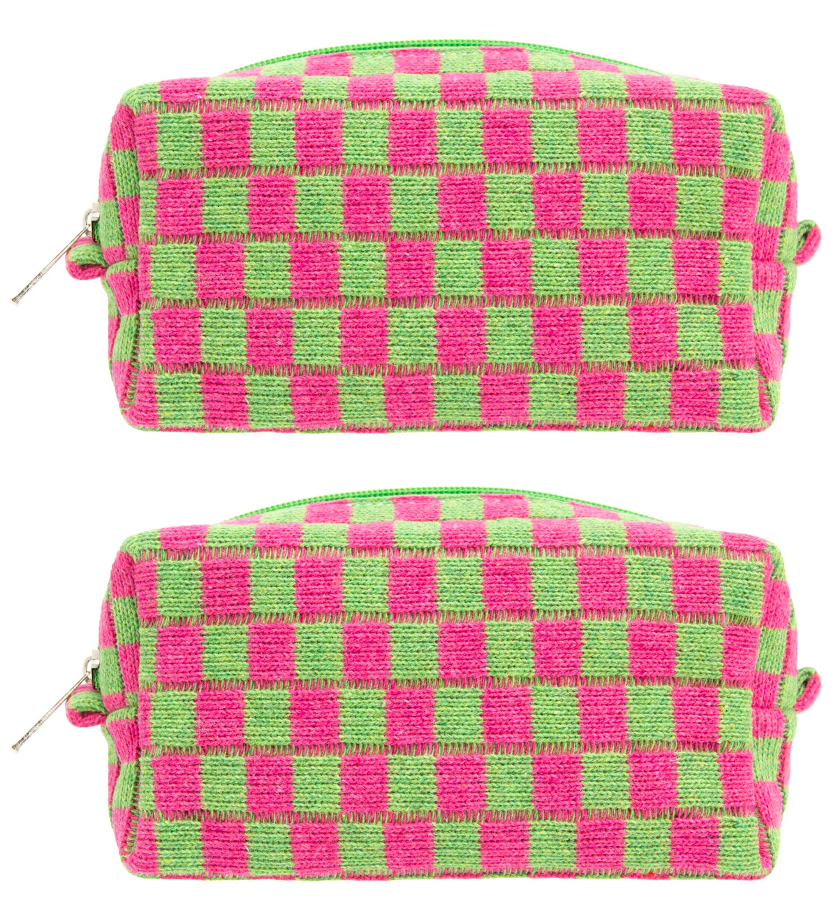 PAZIMIIK Checkered Makeup Bag for Purse Portable Zipper Make Up Pouch Small Cosmetic Case for Travel Accessories (Hotpink)