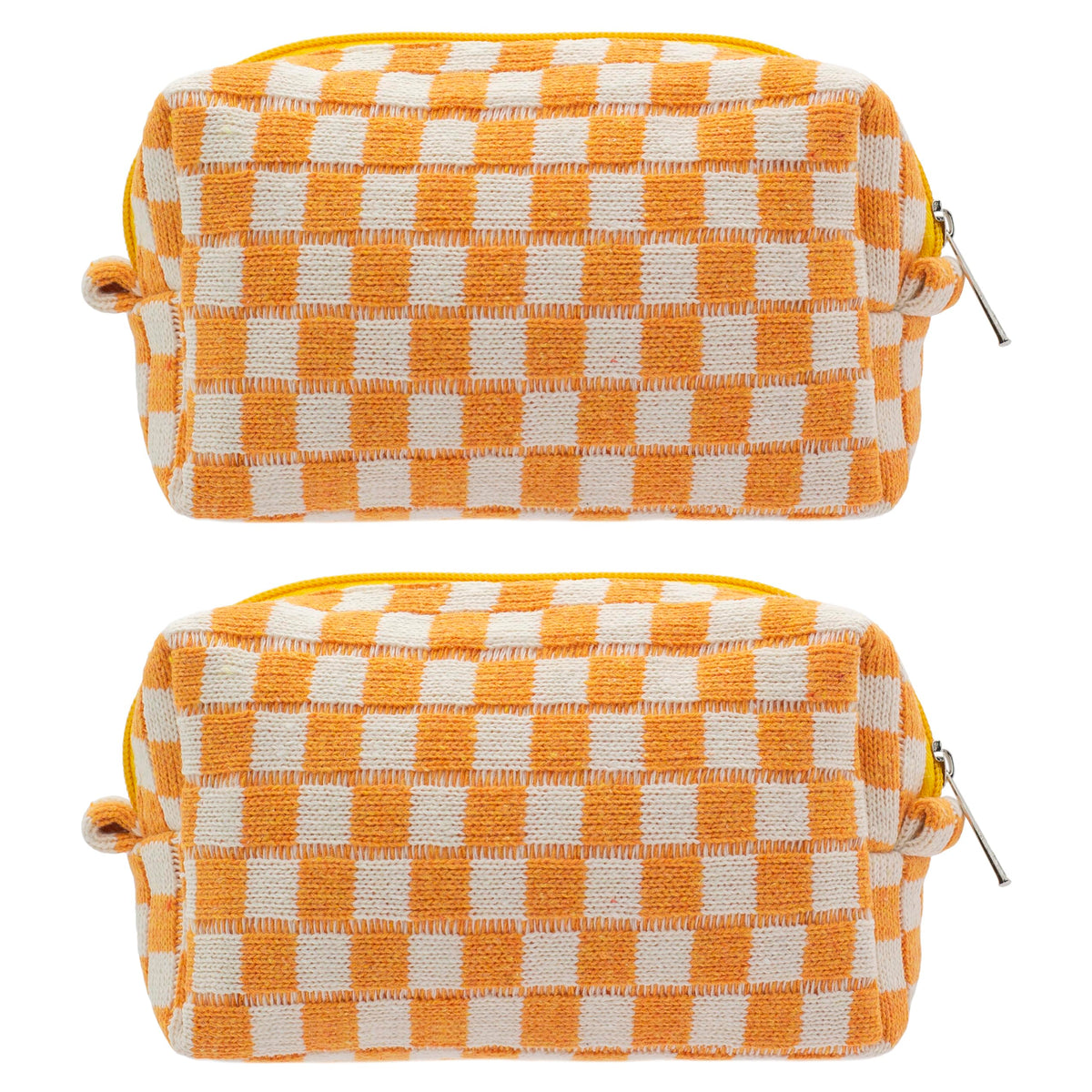 PAZIMIIK Checkered Makeup Bag for Purse Portable Zipper Make Up Pouch Small Cosmetic Case for Travel Accessories (Hotpink)