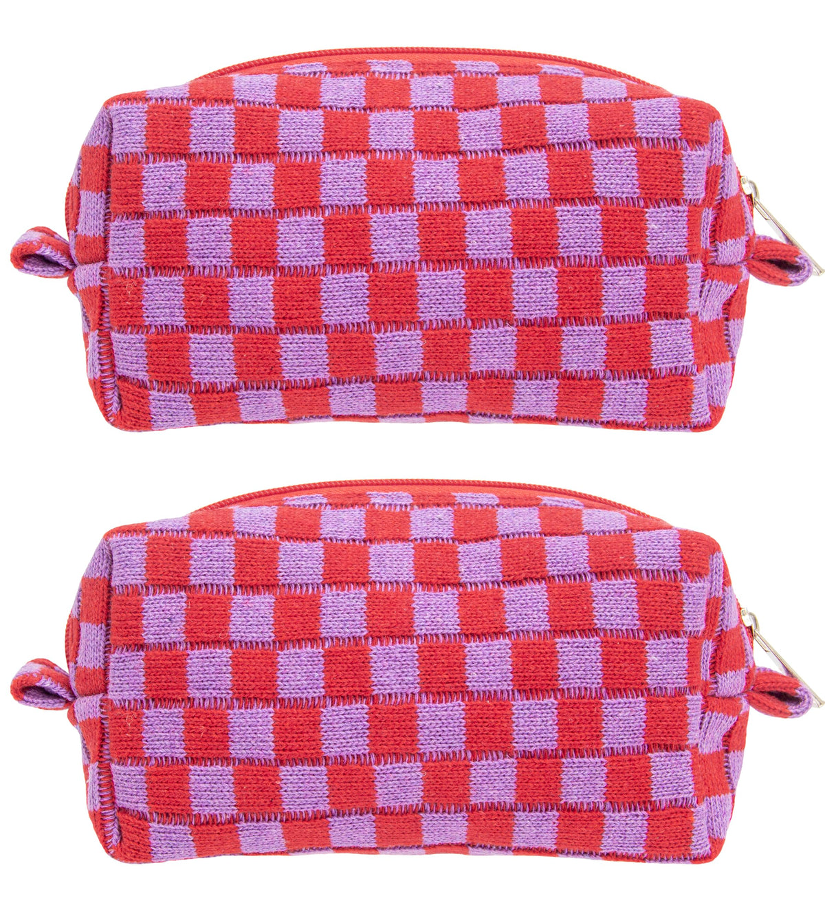 PAZIMIIK Checkered Makeup Bag for Purse Portable Zipper Make Up Pouch Small Cosmetic Case for Travel Accessories (Hotpink)