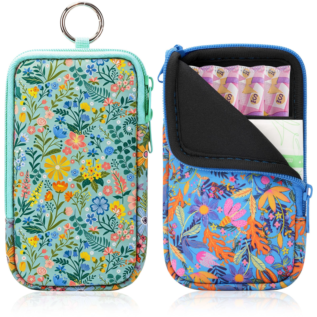 KJQJLY 2 Pack Portable Tampon Organizer Bag Tampon Holder & Storage Case with Zipper for Travel, Discreet Period Bag for Purse, Waterproof Feminine Products Pouch for Women (Checkered)