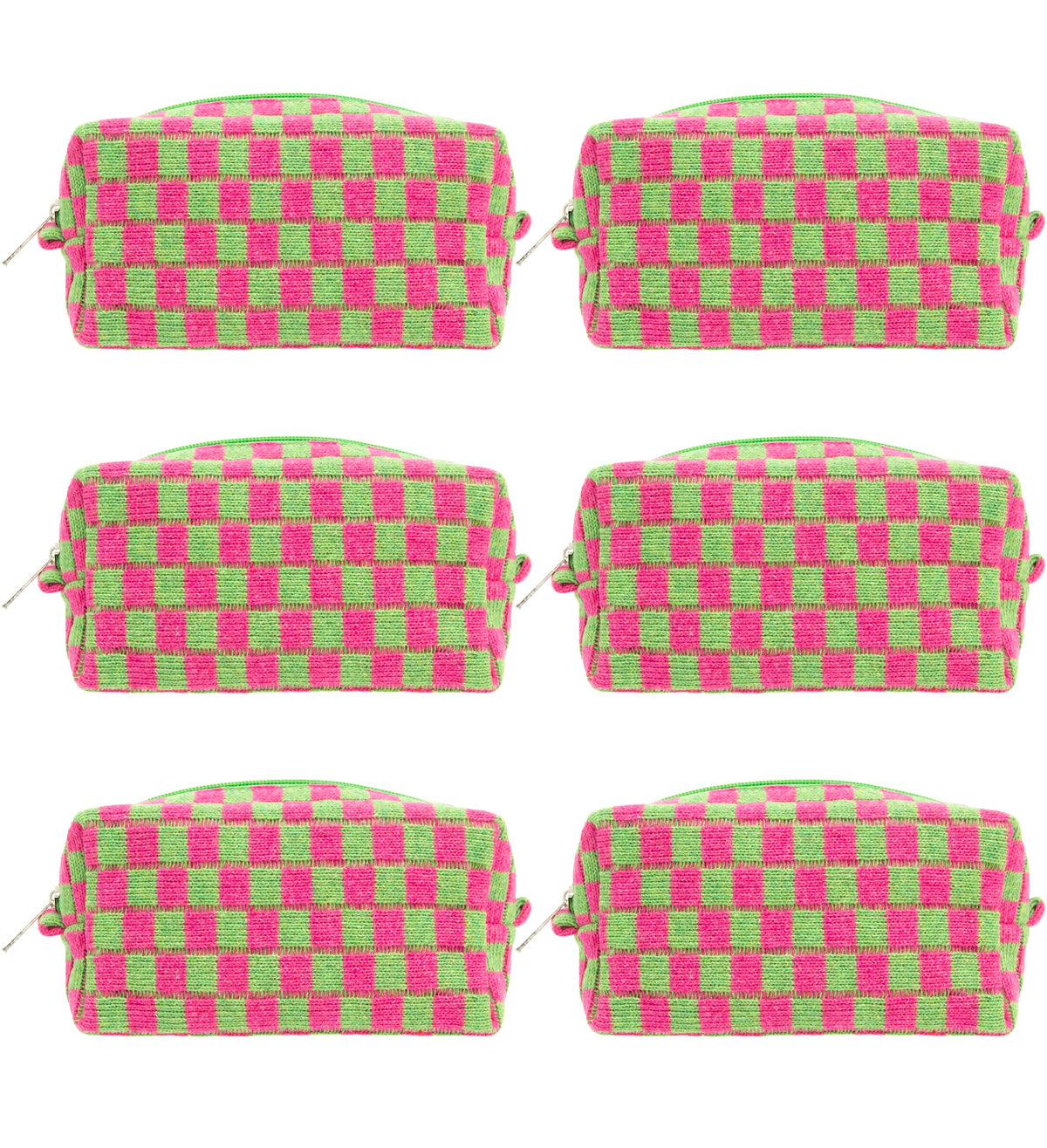 PAZIMIIK Checkered Makeup Bag for Purse Portable Zipper Make Up Pouch Small Cosmetic Case for Travel Accessories (Hotpink)