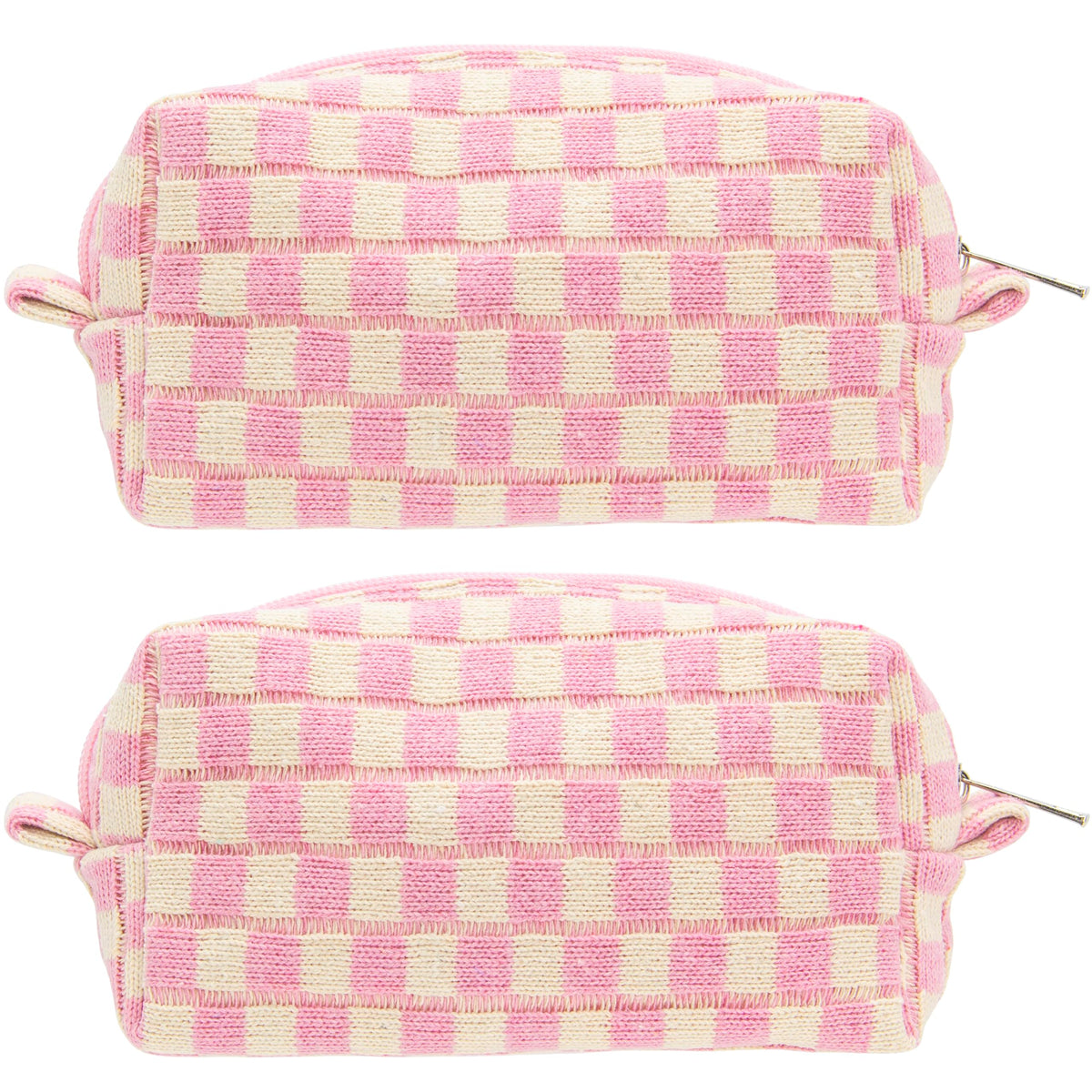 PAZIMIIK Checkered Makeup Bag for Purse Portable Zipper Make Up Pouch Small Cosmetic Case for Travel Accessories (Hotpink)
